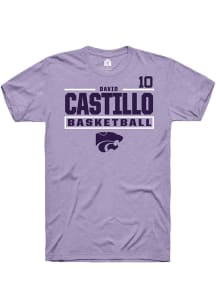 David Castillo Lavender K-State Wildcats NIL Stacked Box Short Sleeve T Shirt