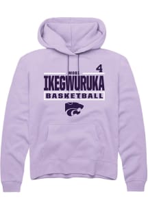 Mobi Ikegwuruka Rally Mens Lavender K-State Wildcats NIL Stacked Box Hooded Sweatshirt
