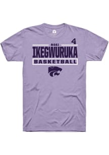 Mobi Ikegwuruka Lavender K-State Wildcats NIL Stacked Box Short Sleeve T Shirt