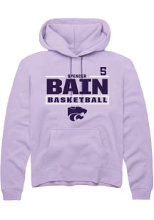 Spencer Bain Rally Mens Lavender K-State Wildcats NIL Stacked Box Hooded Sweatshirt