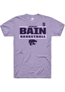 Spencer Bain Lavender K-State Wildcats NIL Stacked Box Short Sleeve T Shirt