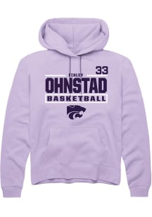 Finley Ohnstad Rally Mens Lavender K-State Wildcats NIL Stacked Box Hooded Sweatshirt