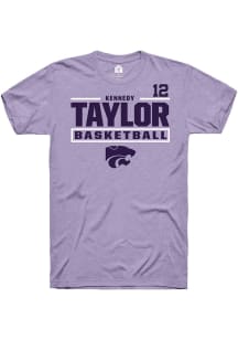 Kennedy Taylor Lavender K-State Wildcats NIL Stacked Box Short Sleeve T Shirt