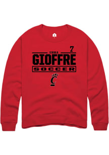 Emma Gioffre Rally Mens Red Cincinnati Bearcats NIL Stacked Box Crew Sweatshirt