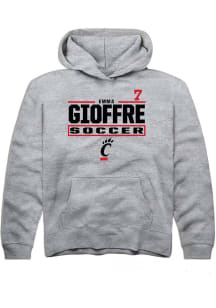 Emma Gioffre Rally Youth Grey Cincinnati Bearcats NIL Stacked Box Long Sleeve Hooded Sweatshirt