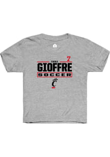 Emma Gioffre Rally Youth Grey Cincinnati Bearcats NIL Stacked Box Short Sleeve T-Shirt