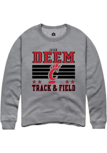 Jason Deem Rally Mens Grey Cincinnati Bearcats NIL Striped Crew Sweatshirt