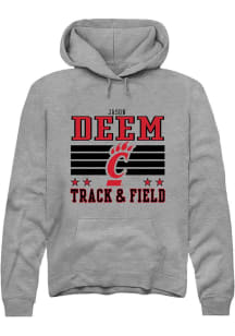 Jason Deem Rally Mens Grey Cincinnati Bearcats NIL Striped Hooded Sweatshirt