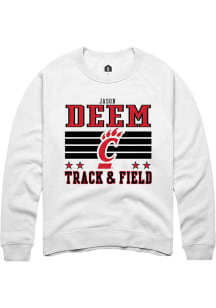 Jason Deem Rally Mens White Cincinnati Bearcats NIL Striped Crew Sweatshirt