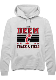 Jason Deem Rally Mens White Cincinnati Bearcats NIL Striped Hooded Sweatshirt