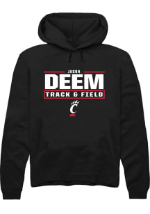 Jason Deem Rally Mens Black Cincinnati Bearcats NIL Stacked Box Hooded Sweatshirt