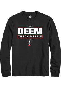 Jason Deem Rally Mens Black Cincinnati Bearcats NIL Stacked Box Tee