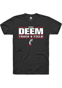 Jason Deem Black Cincinnati Bearcats NIL Stacked Box Short Sleeve T Shirt