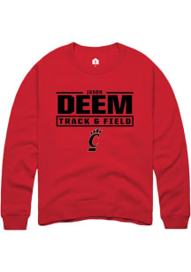 Jason Deem Rally Mens Red Cincinnati Bearcats NIL Stacked Box Crew Sweatshirt