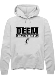 Jason Deem Rally Mens White Cincinnati Bearcats NIL Stacked Box Hooded Sweatshirt