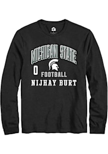 Nijhay Burt  Michigan State Spartans Black Rally NIL Arch Logo Long Sleeve T Shirt