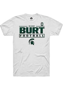 Nijhay Burt  Michigan State Spartans White Rally NIL Stacked Box Short Sleeve T Shirt