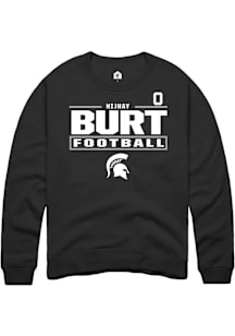 Nijhay Burt  Rally Michigan State Spartans Mens Black NIL Stacked Box Long Sleeve Crew Sweatshirt
