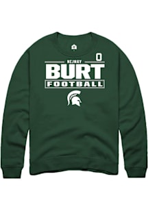 Nijhay Burt  Rally Michigan State Spartans Mens Green NIL Stacked Box Long Sleeve Crew Sweatshirt