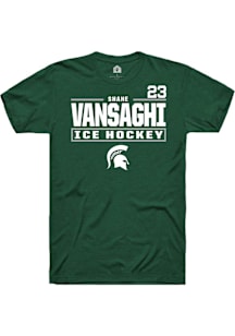 Shane Vansaghi  Michigan State Spartans Green Rally NIL Stacked Box Short Sleeve T Shirt