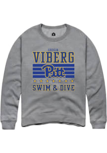 Cecilia Viberg Rally Mens Grey Pitt Panthers NIL Striped Crew Sweatshirt