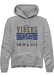 Cecilia Viberg Rally Mens Grey Pitt Panthers NIL Striped Hooded Sweatshirt