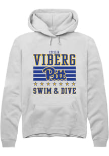 Cecilia Viberg Rally Mens White Pitt Panthers NIL Striped Hooded Sweatshirt