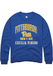 Cecilia Viberg Rally Mens Blue Pitt Panthers NIL Arch Logo Crew Sweatshirt