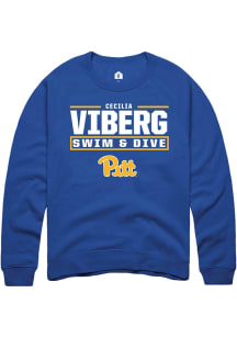 Cecilia Viberg Rally Mens Blue Pitt Panthers NIL Stacked Box Crew Sweatshirt