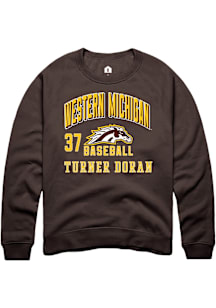 Turner Doran  Rally Western Michigan Broncos Mens Brown NIL Arch Logo Long Sleeve Crew Sweatshirt