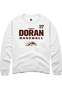 Turner Doran  Rally Western Michigan Broncos Mens White NIL Stacked Box Long Sleeve Crew Sweatshir..