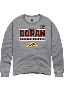 Turner Doran  Rally Western Michigan Broncos Mens Grey NIL Stacked Box Long Sleeve Crew Sweatshirt