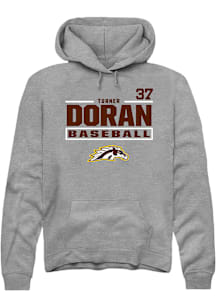 Turner Doran  Rally Western Michigan Broncos Mens Grey NIL Stacked Box Long Sleeve Hoodie