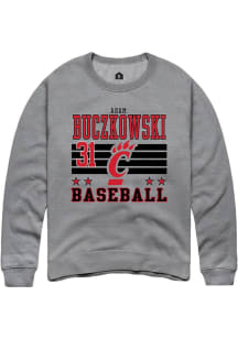Adam Buczkowski Rally Mens Grey Cincinnati Bearcats NIL Striped Crew Sweatshirt