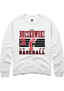 Adam Buczkowski Rally Mens White Cincinnati Bearcats NIL Striped Crew Sweatshirt