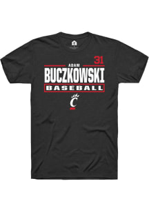 Adam Buczkowski Black Cincinnati Bearcats NIL Stacked Box Short Sleeve T Shirt