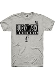 Adam Buczkowski Ash Cincinnati Bearcats NIL Stacked Box Short Sleeve T Shirt