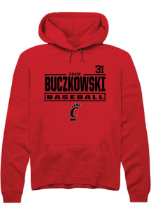 Adam Buczkowski Rally Mens Red Cincinnati Bearcats NIL Stacked Box Hooded Sweatshirt