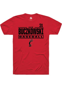 Adam Buczkowski Red Cincinnati Bearcats NIL Stacked Box Short Sleeve T Shirt