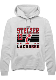 Lilly Stelzer Rally Mens White Cincinnati Bearcats NIL Striped Hooded Sweatshirt