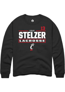 Lilly Stelzer Rally Mens Black Cincinnati Bearcats NIL Stacked Box Crew Sweatshirt