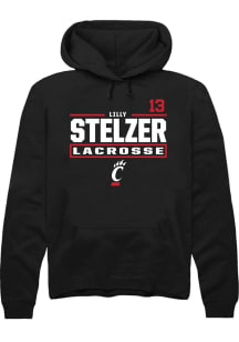 Lilly Stelzer Rally Mens Black Cincinnati Bearcats NIL Stacked Box Hooded Sweatshirt