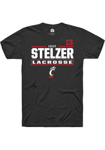 Lilly Stelzer Black Cincinnati Bearcats NIL Stacked Box Short Sleeve T Shirt