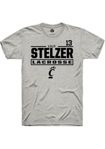 Lilly Stelzer Ash Cincinnati Bearcats NIL Stacked Box Short Sleeve T Shirt