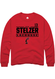 Lilly Stelzer Rally Mens Red Cincinnati Bearcats NIL Stacked Box Crew Sweatshirt