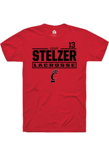 Lilly Stelzer Red Cincinnati Bearcats NIL Stacked Box Short Sleeve T Shirt
