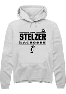 Lilly Stelzer Rally Mens White Cincinnati Bearcats NIL Stacked Box Hooded Sweatshirt