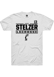 Lilly Stelzer White Cincinnati Bearcats NIL Stacked Box Short Sleeve T Shirt