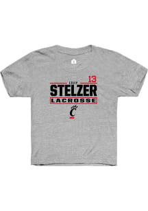Lilly Stelzer Rally Youth Grey Cincinnati Bearcats NIL Stacked Box Short Sleeve T-Shirt