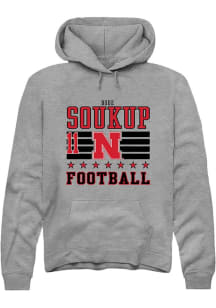 Bode Soukup Rally Mens Grey Nebraska Cornhuskers NIL Striped Hooded Sweatshirt